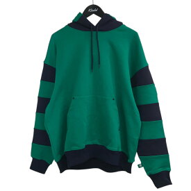 【中古】PHINGERIN　25AW 「BORDER PATCH HOODIE」 プルオーバーパーカー PD252HCS051 グリーン×ネイビー サイズ：L 【050126】（フィンガリン）