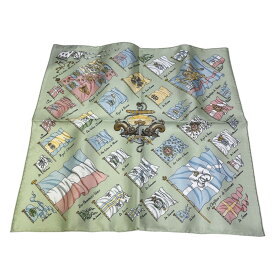 【中古】HERMES　Carre プチカレ シルクスカーフPAVOIS グリーン×ブルー 【160126】（エルメス）