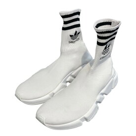 【中古】BALENCIAGA×adidasSPEED TRAINER スピードトレーナー ソックススニーカー 717591 ホワイト×ブラック サイズ：40(25cm)【価格見直し】