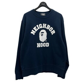 【中古】A BATHING APE×NEIGHBORHOODクルーネックスウェット 001SWJ231901C ネイビー サイズ：L【価格見直し】