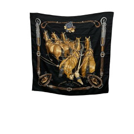 【中古】HERMES　スカーフ ブラック 【020226】（エルメス）