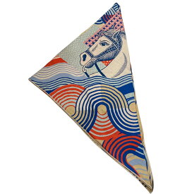 【中古】HERMES　トライアングル ジュアン スカーフ ベージュ×ピンク 【050226】（エルメス）
