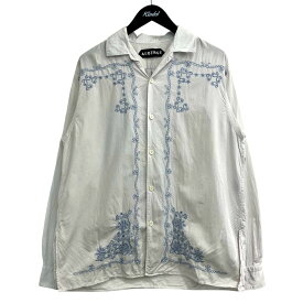 【中古】AUBERGEロープ刺繍シャツ オフホワイト サイズ：38【価格見直し】
