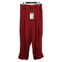 【中古】Y’s　CREPE de CHINE CUFFED HEM CARGO PANTS カーゴパンツ YB-P10-500 レッド サイズ：1 【280226】（ワイ…