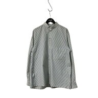 【中古】LEMAIRE　ADJUSTABLE TWISTEDSHIRT ボーダー柄バンドカラーシャツ M221 SH198 LF757 ホワイト サ…