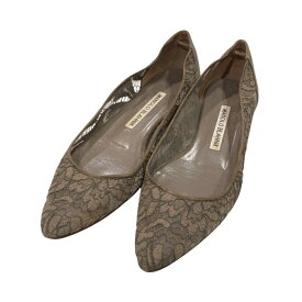 【中古】Manolo Blahnik　レースパンプス グレー サイズ：34 【160326】（マノロブラニク）