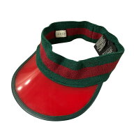 【中古】GUCCI　シェリーライン サンバイザー レッド×グリーン サイズ：L 【270326】（グッチ）