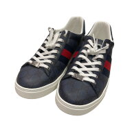 【中古】GUCCIエースウェブストライプスニーカー 760775 ネイビー サイズ：9 1/2【価格見直し】