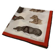【中古】HERMES　ガヴロッシュ バセットハウンド スカーフ ホワイト×マルチ サイズ：- 【130426】（エル…