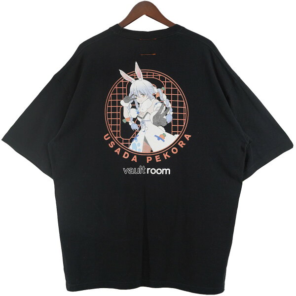 【中古】 VAULTROOM 23AW VR × PEKORA TEE VTuber「兎田ぺこら」 ロゴ Tシャツ ブラック サイズ：XL 【価格見直し】