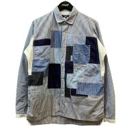 【中古】JUNYA WATANABE MANパッチワークストライプシャツ WI B014 ネイビー×ホワイト サイズ：S【価格…