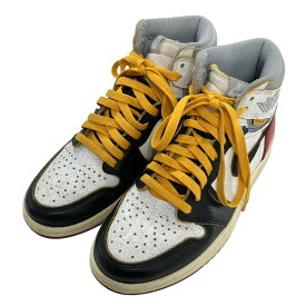 【中古】UNION LOS ANGLES×NIKE「AIR JORDAN 1 RETRO HIGH NRG UN」ハイカットスニーカー ホワイト×ブラック×バーシティレッド サイズ：24.5cm【価格見直し】