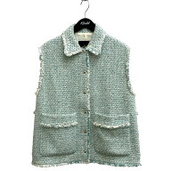 【中古】Drawer　CEREMONY フリンジ ツイードベスト 6521-2-000034 ブルー サイズ：36 【260526】（ドゥ…