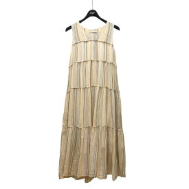 【中古】ne quittez pas　ストライプ ノースリワンピ 010521CN1SP ライトベージュ 【020626】（ヌキテパ）