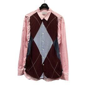 【中古】AMBUSHニット切替サイドギャザーシャツ 12115294 ピンク サイズ：48【価格見直し】