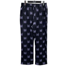 【中古】Needles×Kae Tanaka　25SS イージーパンツ Track Pant - Poly Jq． トラックパンツ ポリジャガード QV425 ブラック・パープル サイズ：S 【100626】（ニードルズ×カエ タナカ）
