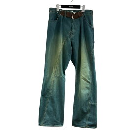 【中古】NICENESS×L’ECHOPPEベルト付きデニムパンツ インディゴ サイズ：L【価格見直し】
