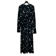 【中古】mame kurogouchiベロアジャージフローラルドレス ワンピース ネイビー×ホワイト サイズ：1【価…