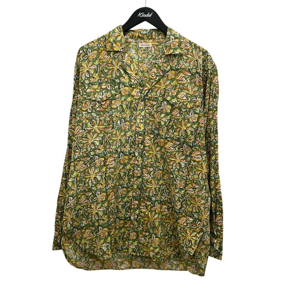 【中古】 NICENESS　 PUTHLI．C  フローラルプリントカウボーイシャツ グリーン×イエロー サイズ：M 【180826】（ナイスネス）