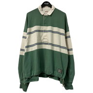 【中古】KAPITAL　26SS JAIL STRIPE Big Rugby Shirt ポロシャツ K2604LC092 グリーン×アイボリー サイ…