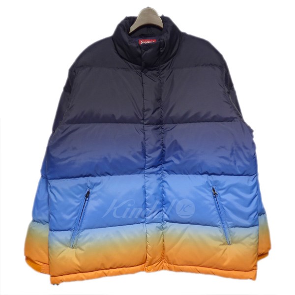 値引きする 【中古】SUPREME 18SS gradient puffy jacket ダウンジャケット ブルー他 サイズ：L 【送料無料