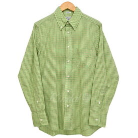 【中古】INDIVIDUALIZED SHIRTS　ボタンダウンチェックシャツ ライムグリーン サイズ：15／32 【090219】（インディビジュアライズドシャツ）