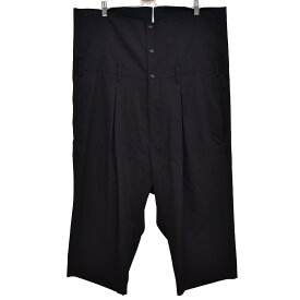 【中古】YOHJI YAMAMOTO pour homme　High Waist Pants Wrinkled Gabardine ワイドパンツ 2017SS ブラック サイズ：2 【221019】（ヨウジヤマモトプールオム）