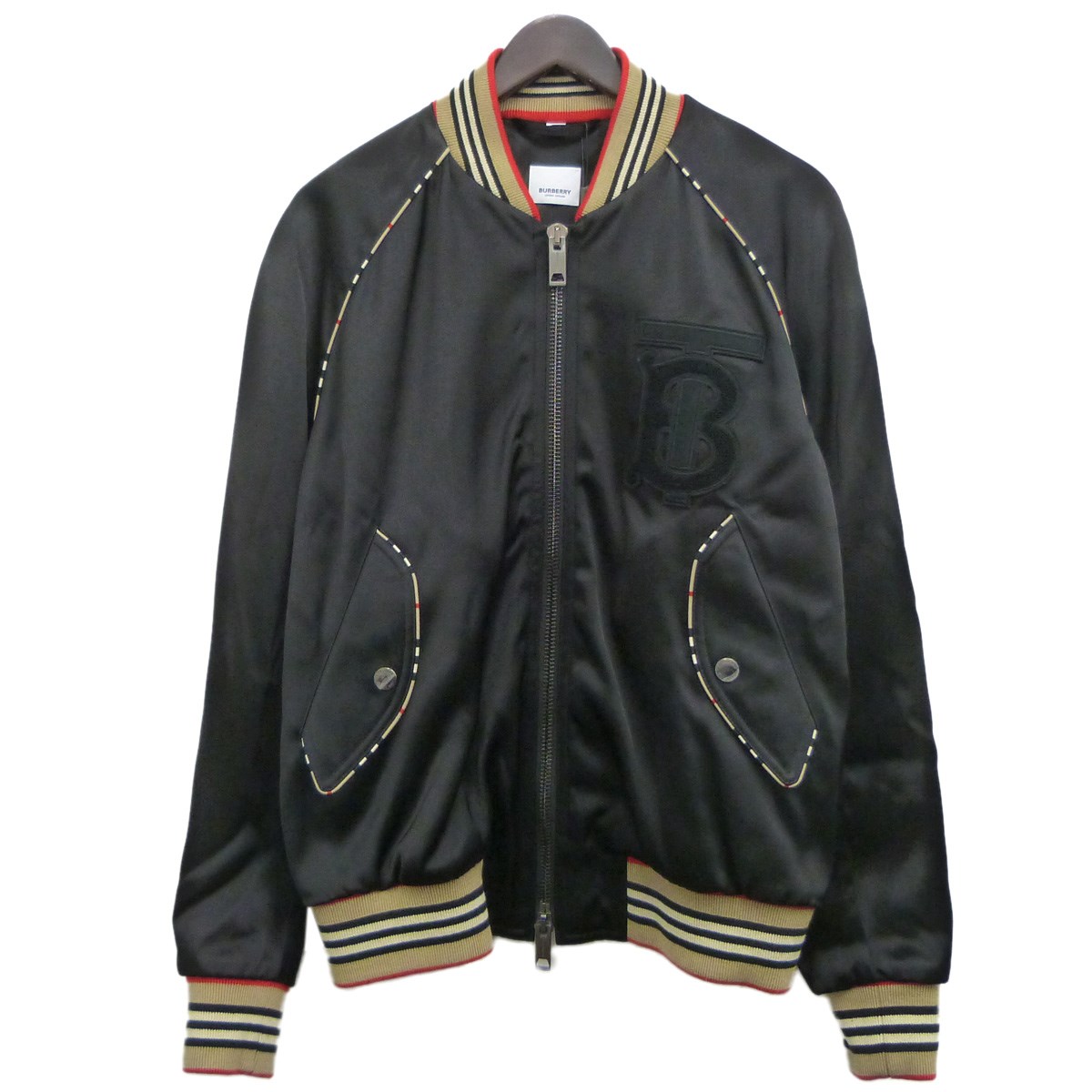 【中古】BURBERRY19AWボマージャケット ブラック サイズ：48 【11月4日見直し】 コート・ジャケット