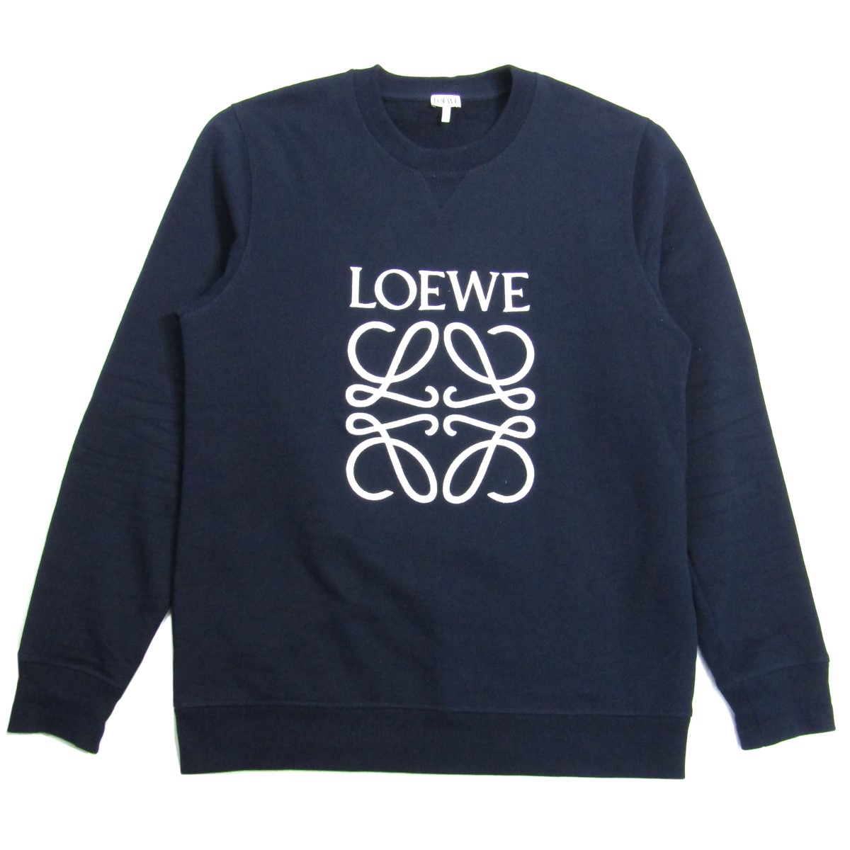 ロエベ 中古 Loewe Anagram Embroidered Sweatshirt ネイビー サイズ L スウェットトレーナー お歳暮 アナグラム