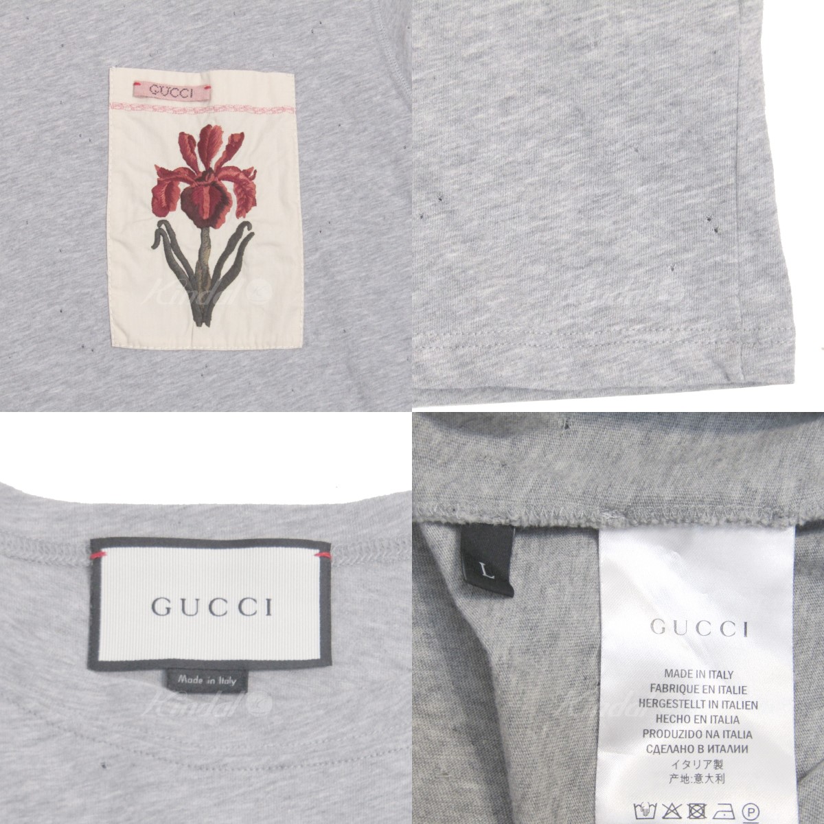 【中古】GUCCI2016SS T-shirt Pocket Flower Embroidered 半袖Tシャツ グレー サイズ：L  【8月30日見直し】 | ブランド古着のカインドオル