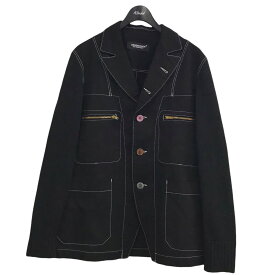 【中古】UNDERCOVER21SS 袖ニット切替ジャケット ブラック サイズ：2【価格見直し】