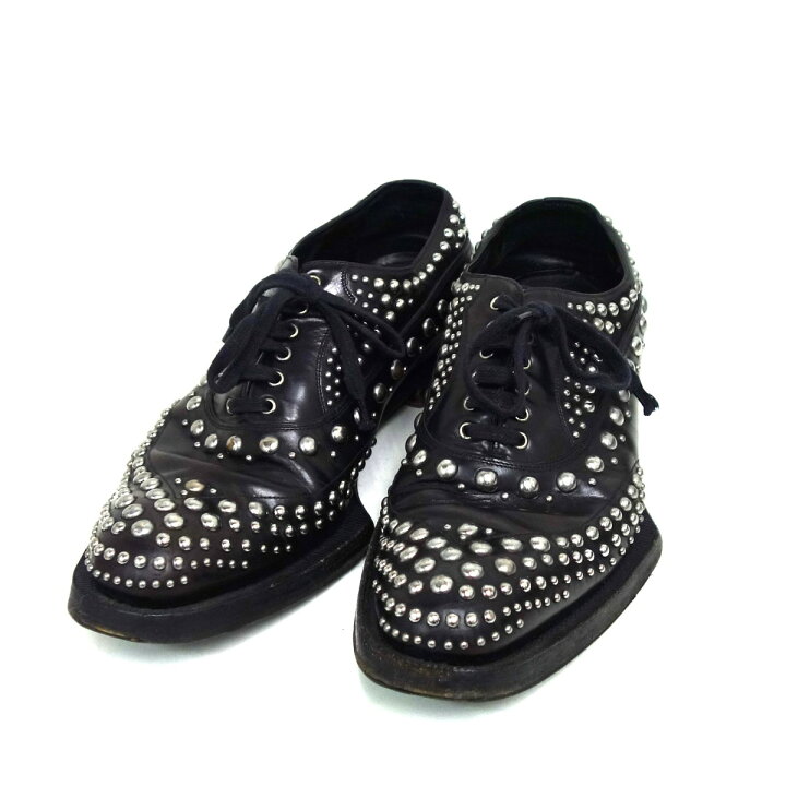 楽天市場】【中古】PRADA レザースタッズシューズ ブラック サイズ：7 