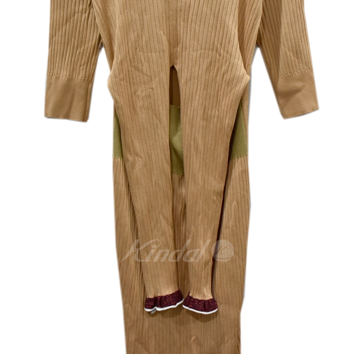 までのラン TOGA 19SS Wide Rib Knit Dress ワイドリブニットドレス ベージュ・ワインレッド サイズ：36 （トーガ プルラ）：ブランド古着のカインドオル PULLA がけており