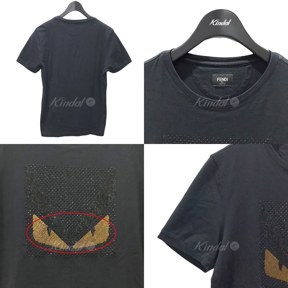 【中古】FENDI　18SS モンスターアイTシャツ FY0626 1Z2 ブラック サイズ：46 【200422】（フェンディ） |  ブランド古着のカインドオル