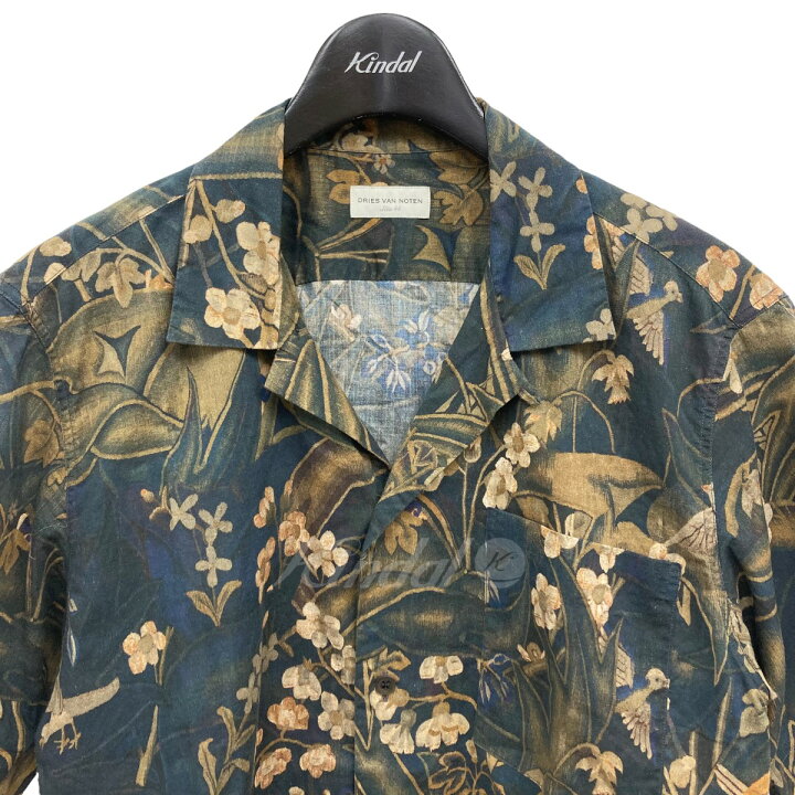DRIES VAN NOTEN 深い紺色にパンサー柄シャツ - 長袖