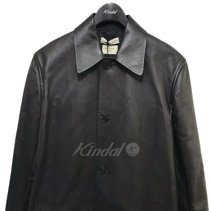 楽天市場】【中古】BOTTEGA VENETAレザー切替トレンチコート ブラック 