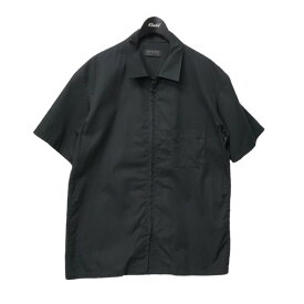 【中古】S’YTE YOHJI YAMAMOTO　NO FUTURE バックプリント半袖シャツ　半袖ZIPUPシャツ ブラック サイズ：3 【190622】（サイトヨウジヤマモト）