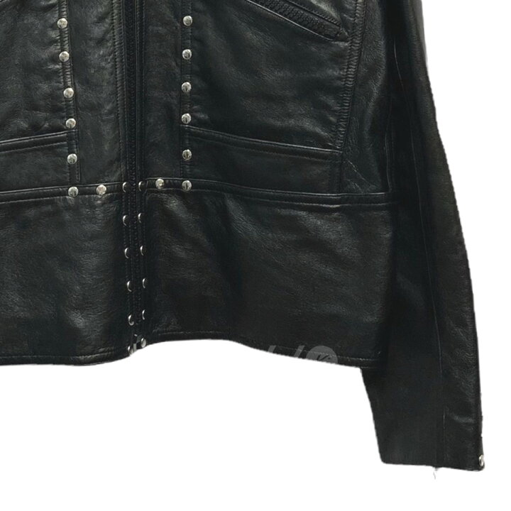 【中古】CELINE20AW 70'S STRAIGHT BLOUSON レザージャケット ブラック サイズ：54【価格見直し】  ブランド古着のカインドオル
