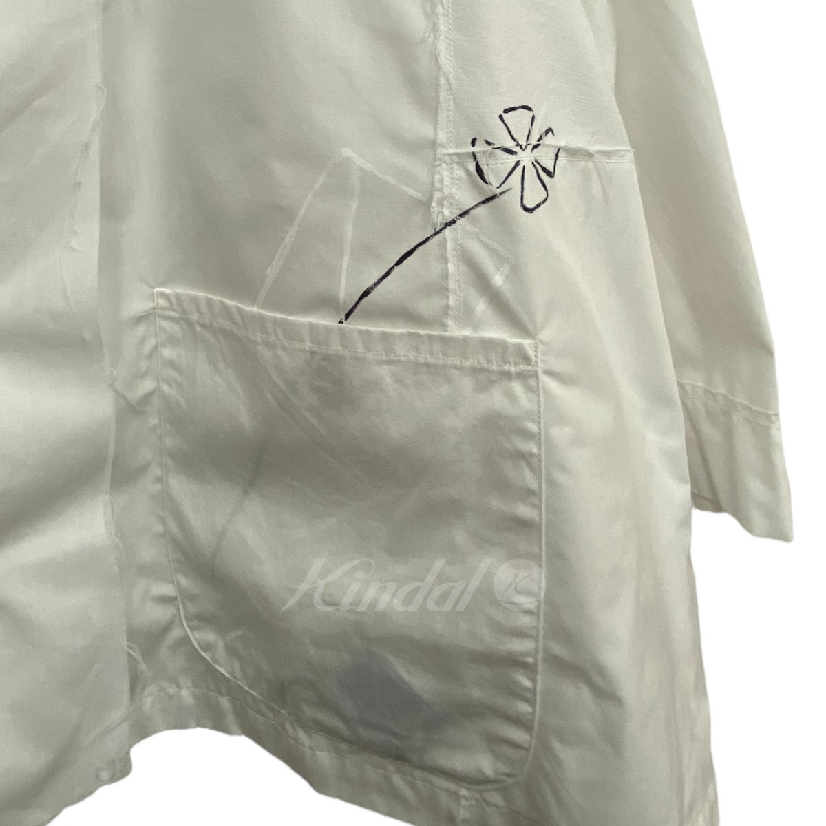 【中古】Porter Classic　18SS HAND WORK H／W WHITE JACKETハンドワークリメイクシャツジャケット ホワイト  サイズ：2(オーバーサイズ) 【060722】（ポータークラシック） | ブランド古着のカインドオル