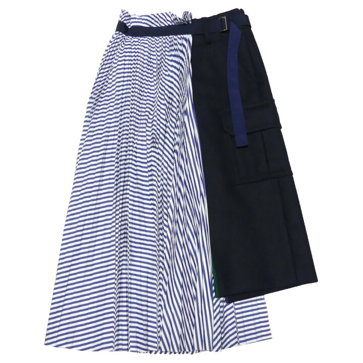 楽天市場】【中古】sacai 19AW ストライプ ウール 切替 ベルト付き  