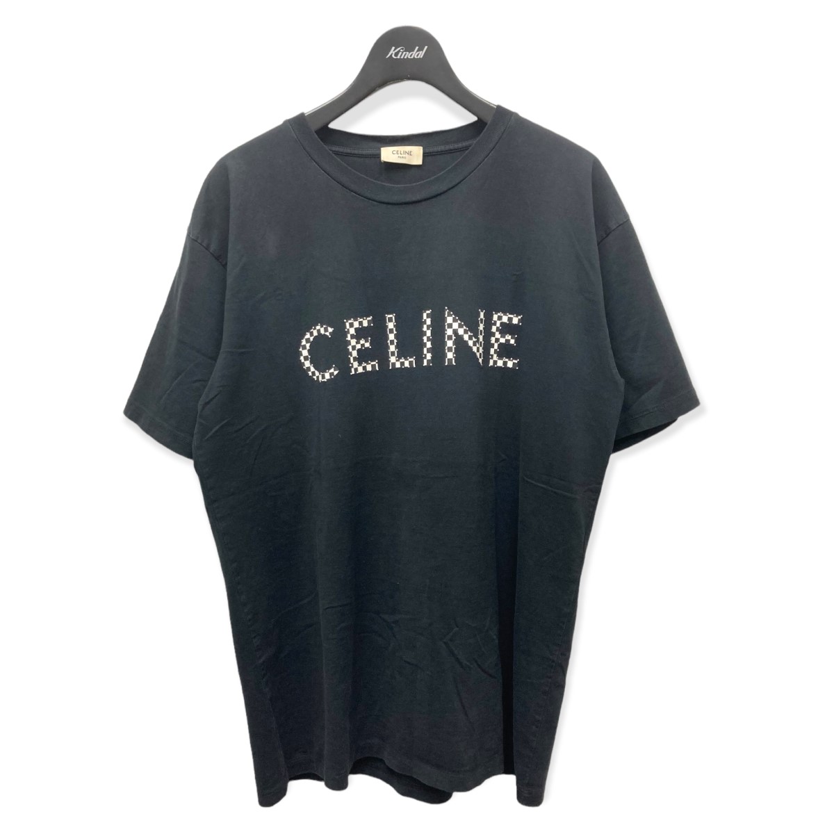 【中古】CELINE　「スタッズ付きルーズTシャツ／コットンジャージー」 スタッズロゴTシャツ ブラック サイズ：XS 【060922】（セリーヌ）  | ブランド古着のカインドオル