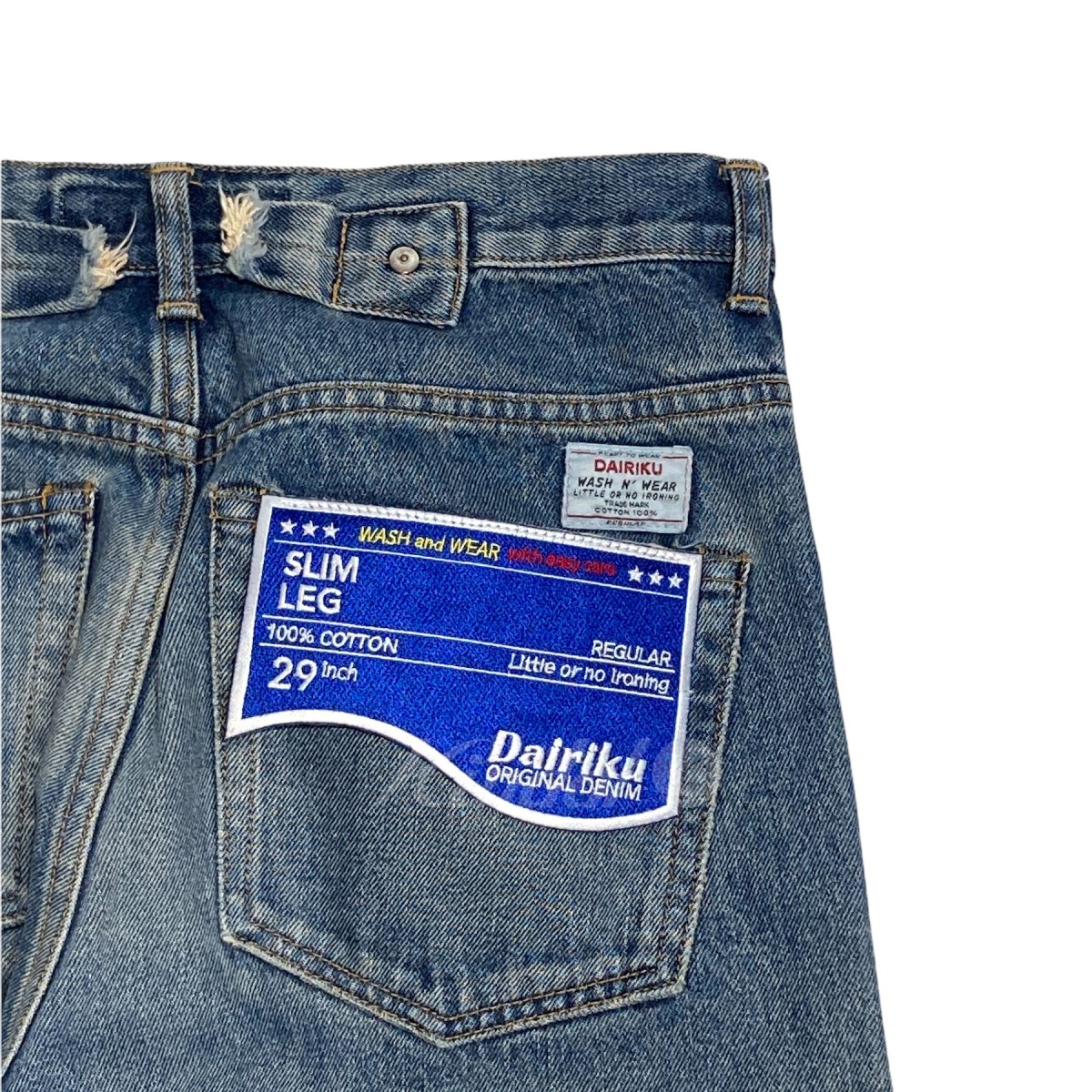 楽天市場】【中古】DAIRIKU 2021SS Leather Patch Work Slim Denim