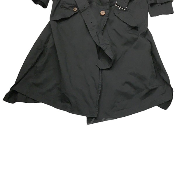 【中古】BLACK　COMME　des　GARCONS　2022AW ポリ縮 トレンチ コート ブラック サイズ：XS 【070922】（ブラック　 コムデギャルソン） | ブランド古着のカインドオル