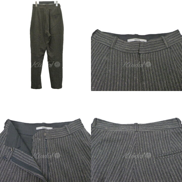 楽天市場】【中古】Pelleq 2018AW 裾ボタンストライプパンツ ブラック 