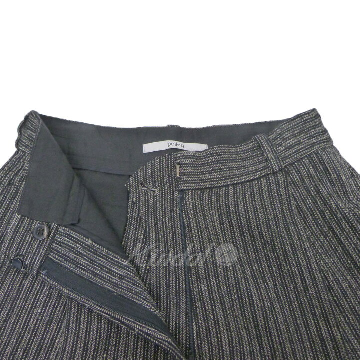 楽天市場】【中古】Pelleq 2018AW 裾ボタンストライプパンツ ブラック 