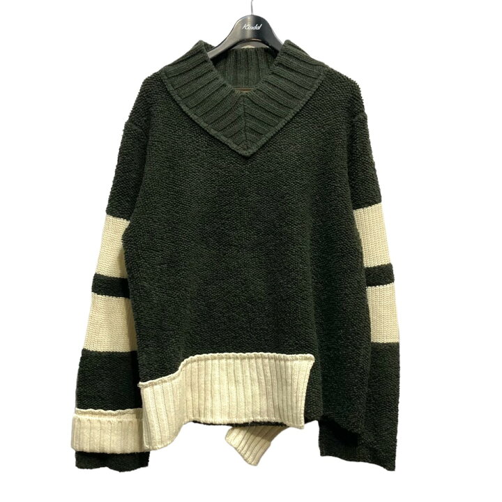 楽天市場】【中古】sacai 20AW Vネックウールブレンドセーター カーキ  