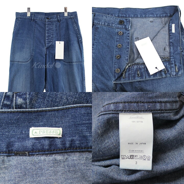 楽天市場】【中古】A．PRESSE22SS US Navy Denim Baker Pants デニム 
