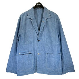 【中古】URU2021SS　コットンシャンブレー　2ボタンシャツジャケット ブルー サイズ：2【価格見直し】