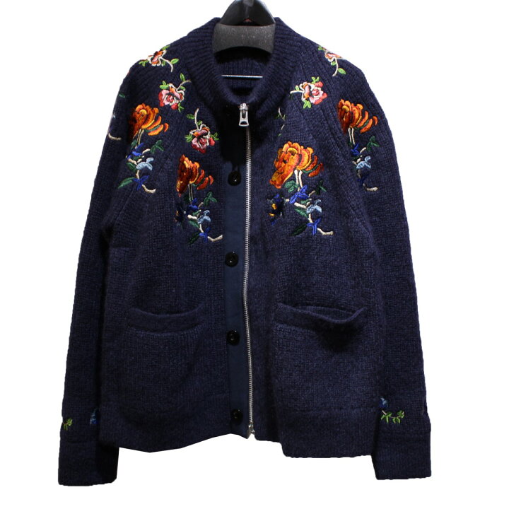 楽天市場】【中古】sacai 22AW Flower Embroidery Knit Cardigan 