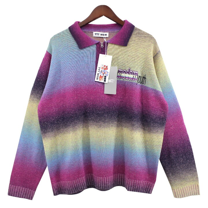 楽天市場】【中古】TTT MSW22AW Kasuri Knit polo ロゴ ハーフジップ 